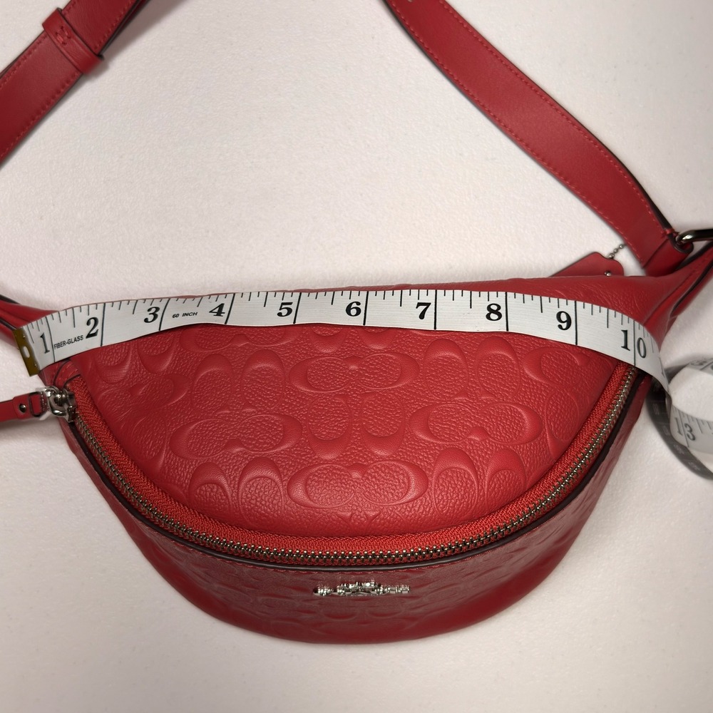 Coach Court Belt Bag Red Signature Embossed Leather Fanny Pack Waist Bag F84711 - Picture 13 of 15
